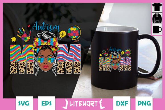 Afro Bun Autism Mom Awareness SVG Review