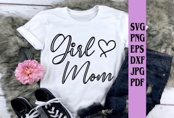 Girl Mom in Script with Heart Emblem: A Stitch Test