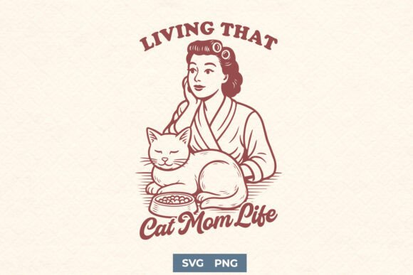Living That Cat Mom Life SVG: Retro Design Review